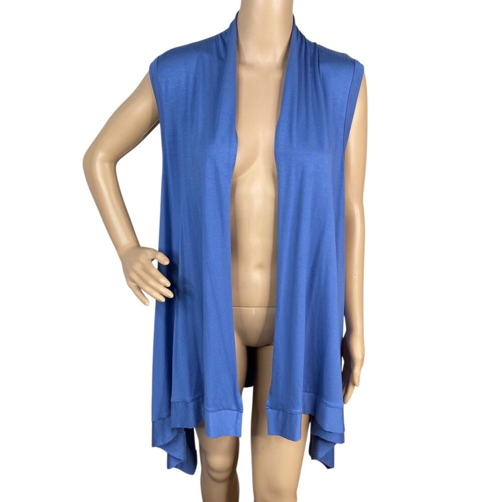 Comfy USA Light Blue Modal Jersey Asymmetric Lagenlook Artsy Vest Cardigan SZ XL